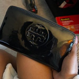 Shiny black Tory Burch Wallet